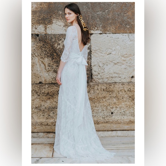 Kite And Butterfly Rena Bohemian White Wedding Dress like new - Picture 15 of 16